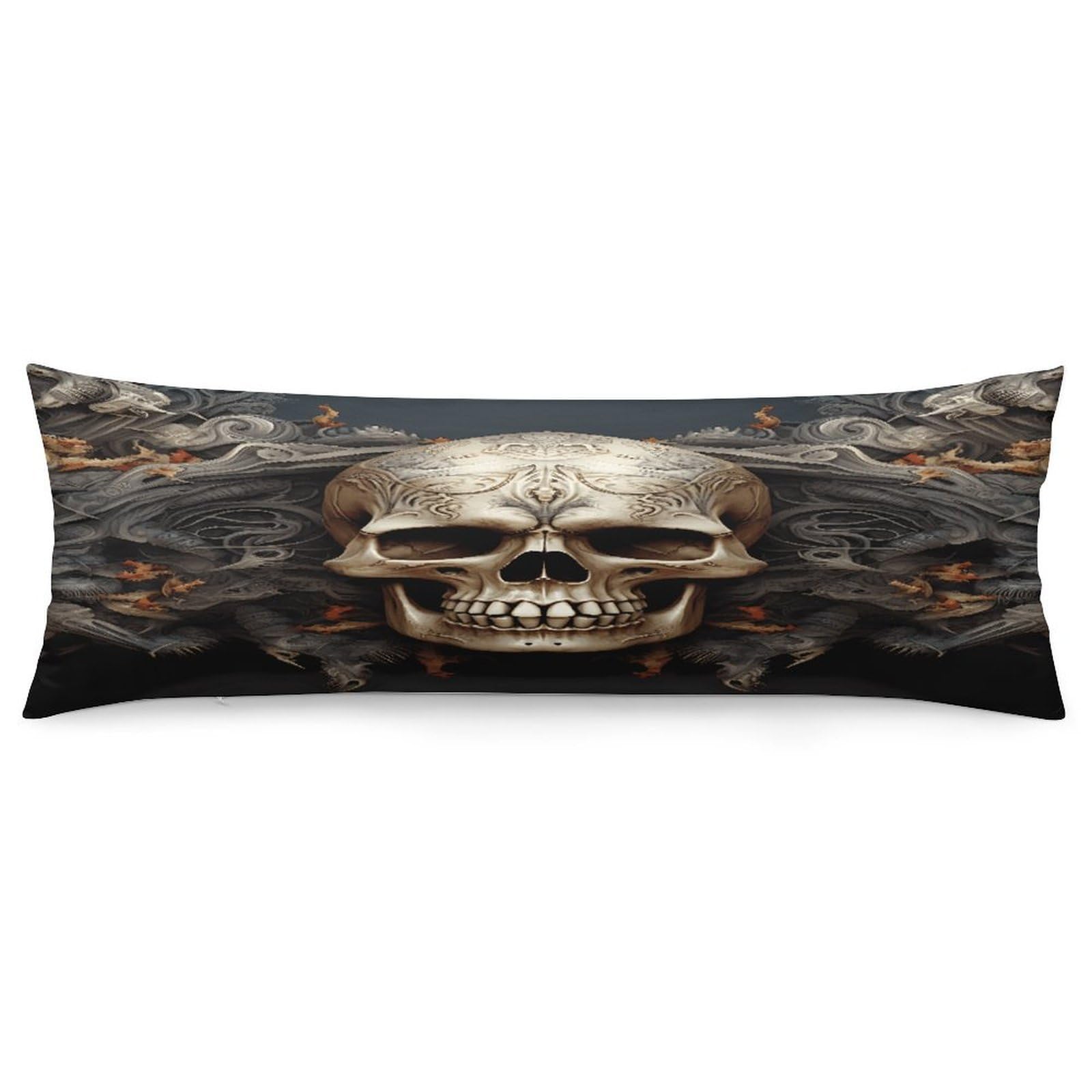 Body Pillow Pillowcase 19x53 Inch Skulls Print Body Pillow Cover with Hide Zipper Super Soft Cozy Long Pillow Case Rectangle Long Body Lumbar Cushion Case for Bedroom