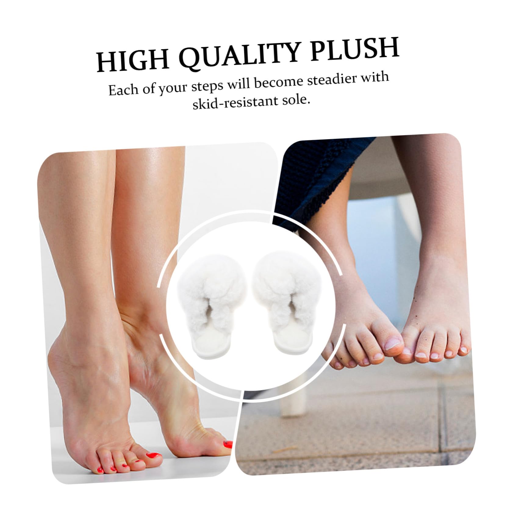 FRCOLOR Pantofole Donna Invernali Bianche in Peluche Suola Antiscivolo Traspirante, Calde e Morbide per Casa e Camera da Letto, Autunnali