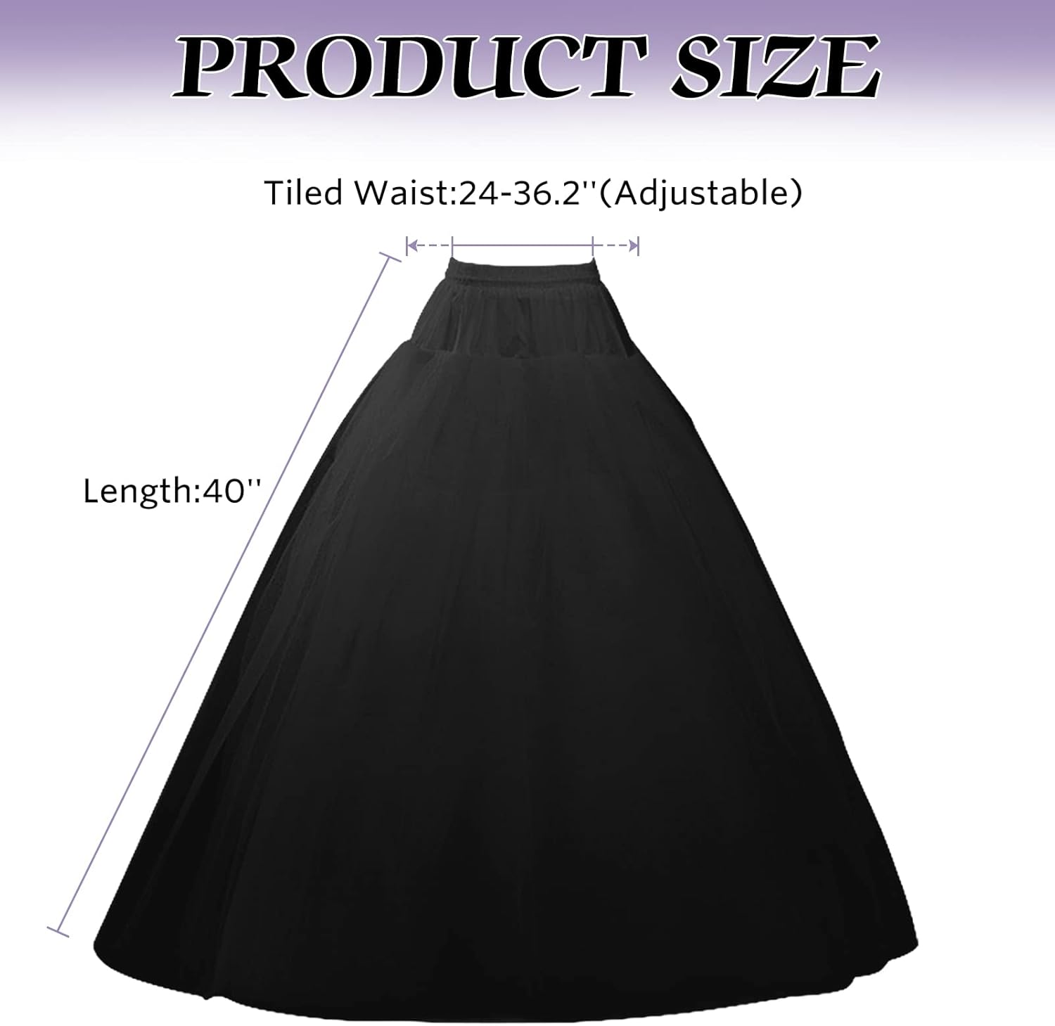 Women A-line Petticoat Floor Length Wedding Petticoat Crinoline Underskirt Slips Ball Gown Skirt - Image 3