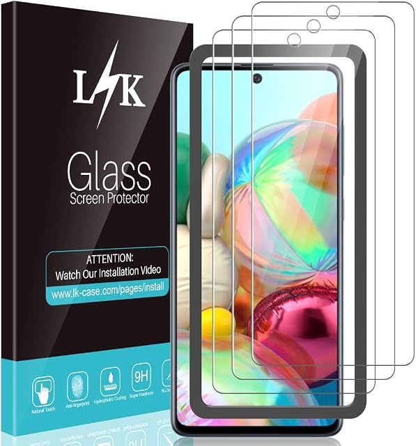 LϟK 3 Pack Screen Protector for Samsung Galaxy A71 - Tempered Glass HD Clear 9H Hardness Bubble Free Case Friendly Alignment Frame Easy Installation Screen Protective Film