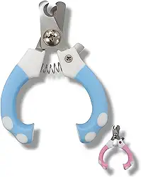 Alicate para Cortar Unhas de Animais de Estimação Pet, Gato, Cachorro, Mola em Aço, Antiderrapante, Limitador de Corte, Trava de Segurança, Cores Rosa e Azul (Azul)