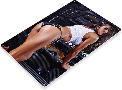 Miniatura 2 de Tinworld Letrero de estaño Radiador Fuga Hot Rod Mecánico Pin-Up Chica Garaje Auto Shop Metal Decoración A934