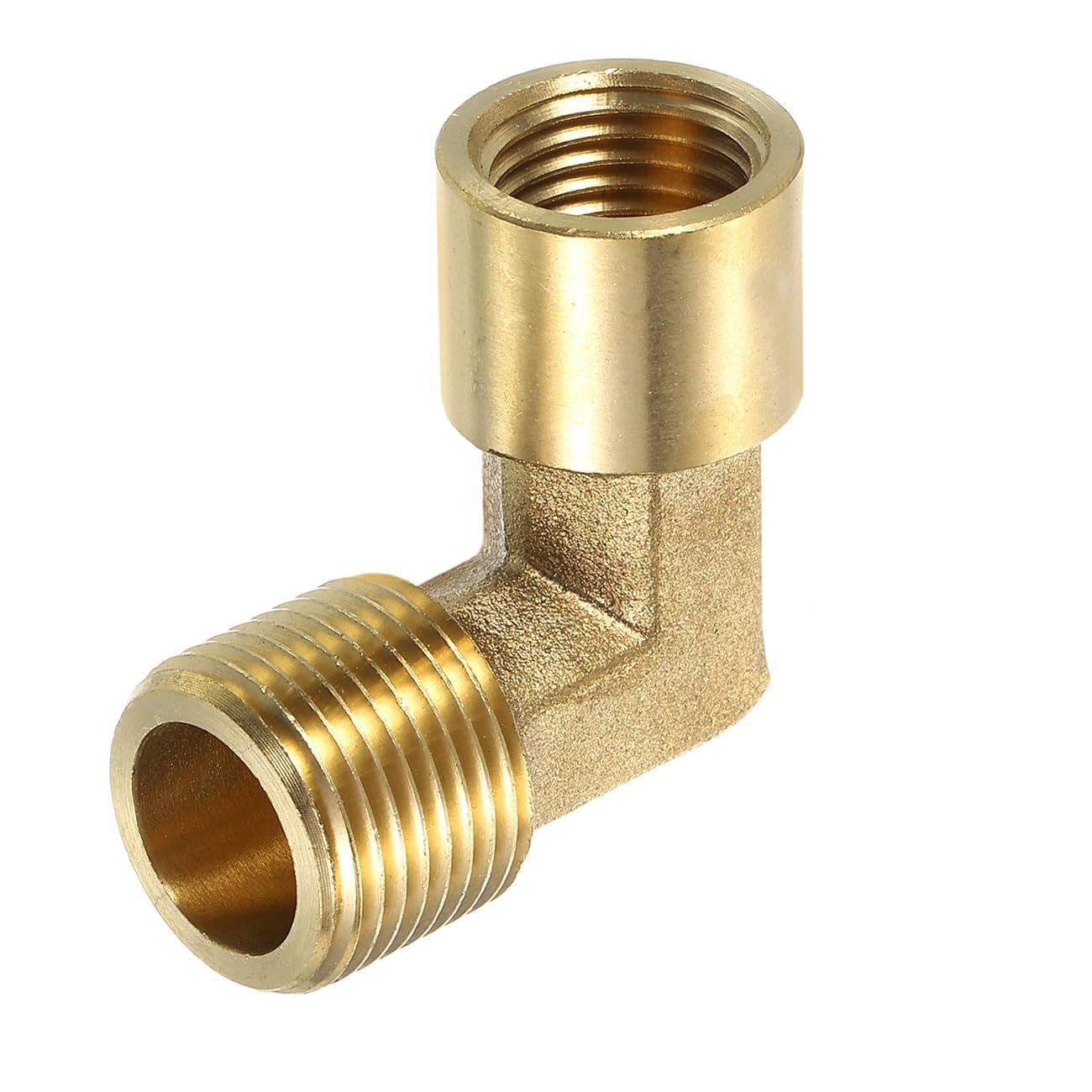 Unifizz 3/8 Inch Male to 1/4 Inch Female Pipe Fitting, Brass L-Shaped Right Angle 90 Degree Elbow, Connector for Plumbing, Air, Gas, Fuel, Oil, 31x31mm