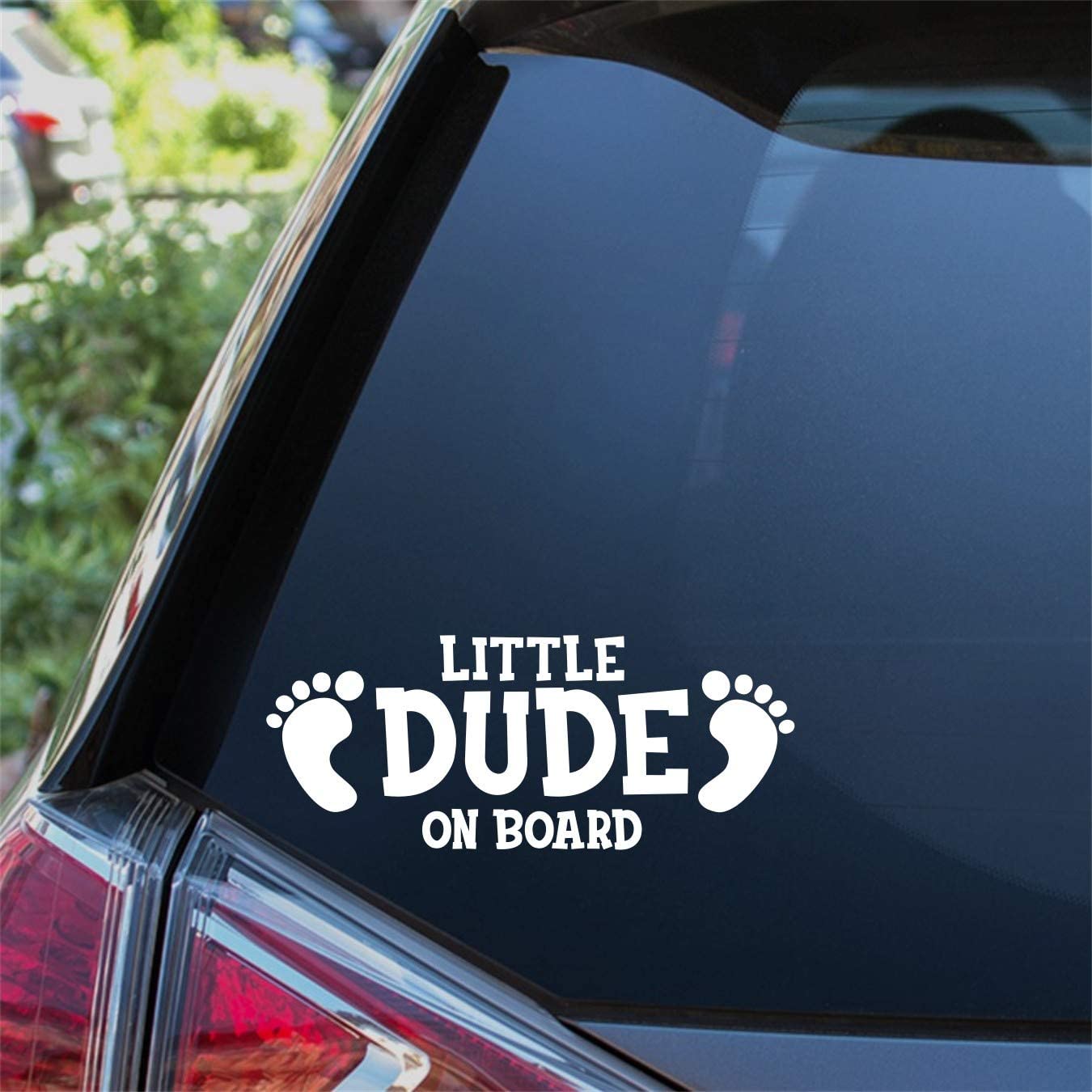 Little Dude On Board Sticker Baby Feet Child Children Funny Car Decal