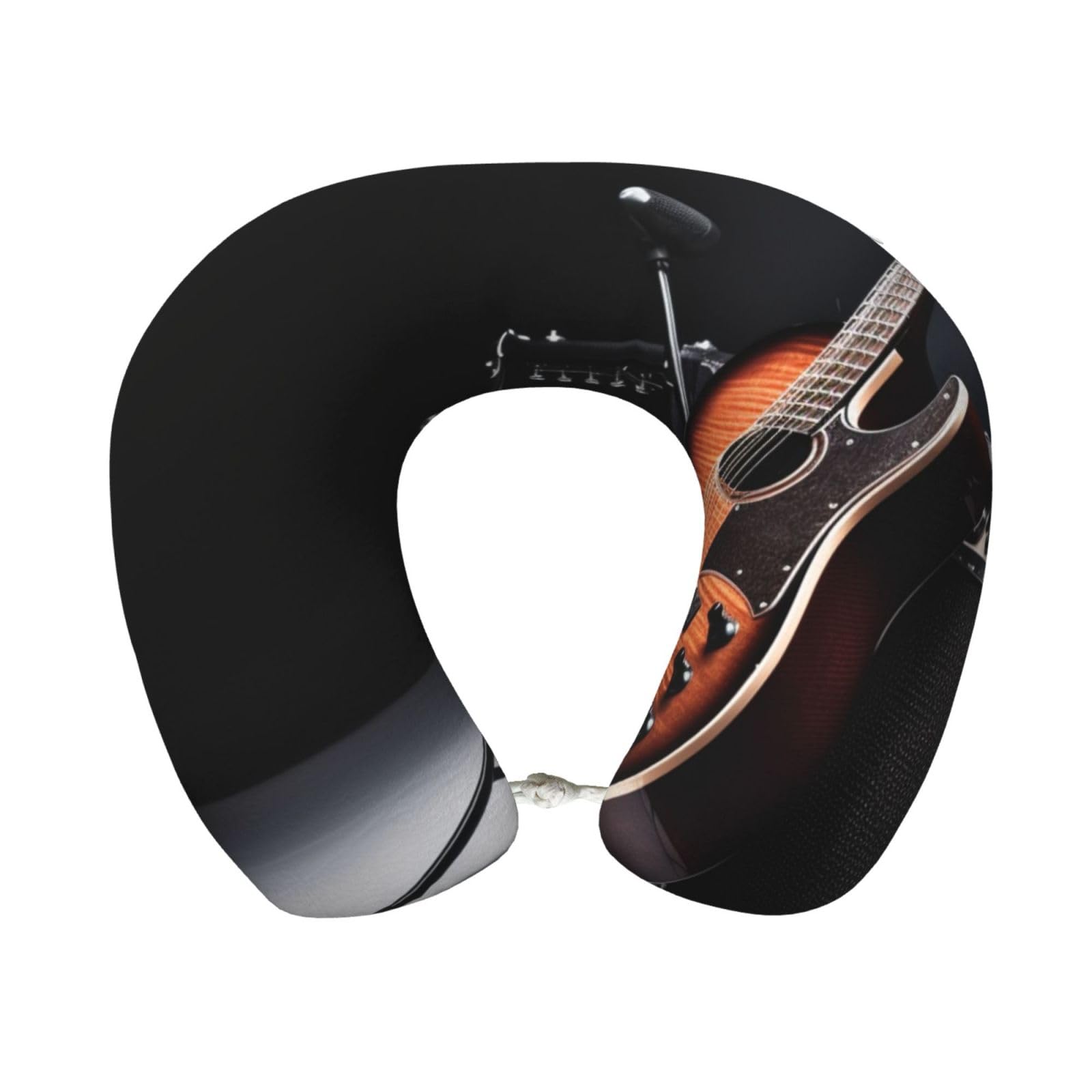 FekiLoot Travel Pillow for Sleeping, Musical Instrument Guitar Travel Neck Pillow Comfortable U Shape Memory Foam Neck Rest Support Portable Travel Accessories Suitable for Airplane Car Office