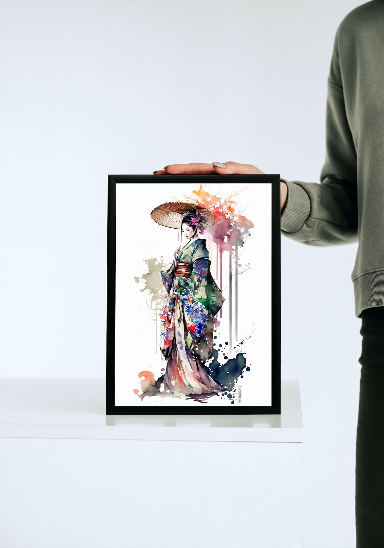 SIGNED BY THE STARS A4 Framed Art Print of Japanese Geisha Girl Painting (Picture 1) Poster, Multi, 8.3 x 11.8 inches - Image 2