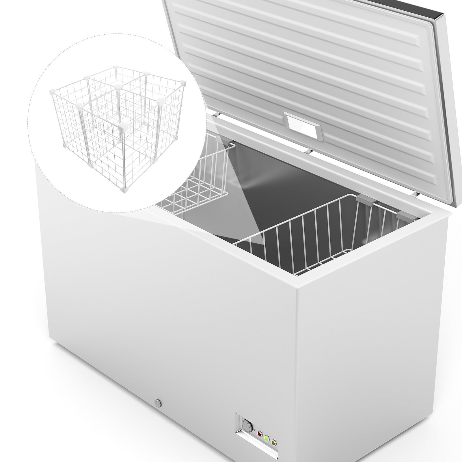 UKCOCO Divisor Organizador para Congelador de Mariscos Estructura de Hierro y Plástico Blanco, Adaptable para Espacios Comerciales Almacenamiento