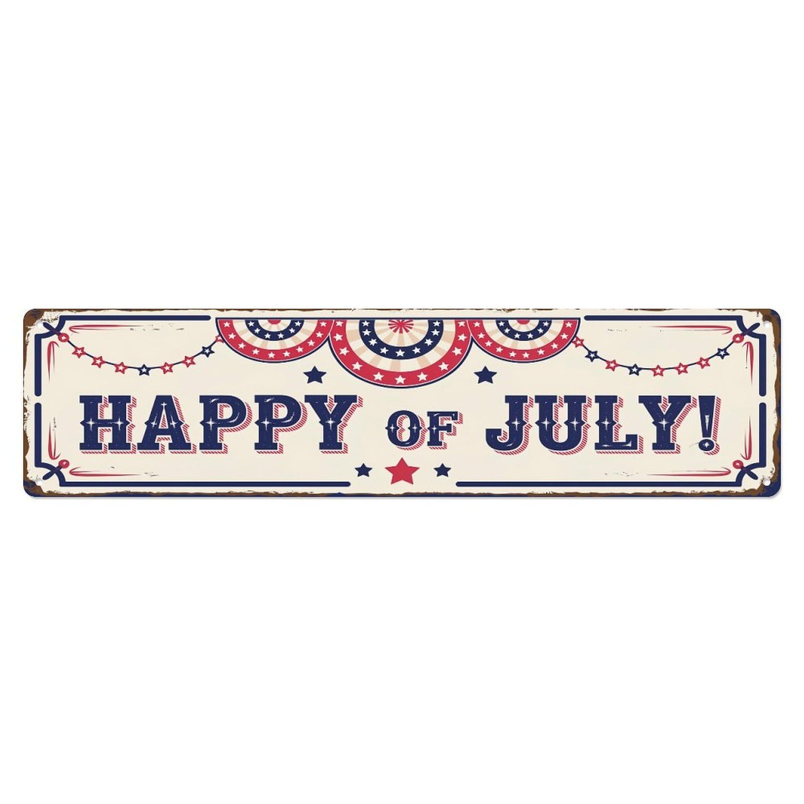Happy Of July Patriotic Design Metal Tin Sign Plaque