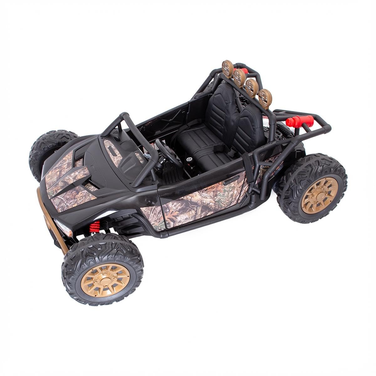 Allpax Elektro Kinderfahrzeug Riesen Buggy 168 cm – 24V Akku, 2×250W Motor, 2-Sitzer, 2,4 GHz Fernbedienung, MP3/USB/Bluetooth, Ledersitz & Eva-Reifen – Camouflage Schwarz