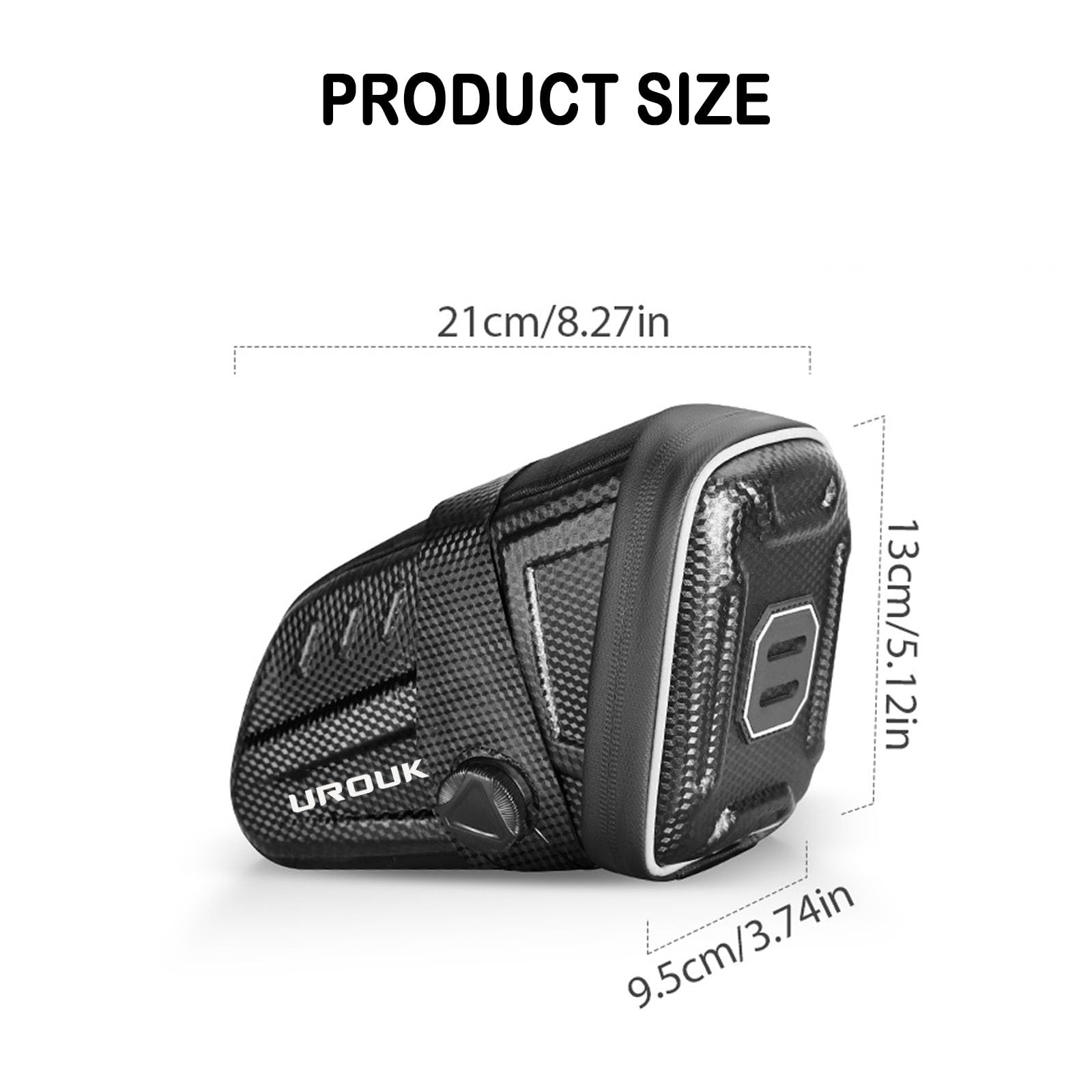 Borsa Sottosella per Biciclette e Bici MTB,Bolsa Sillín con Strisce Riflettenti，Materiale in EVA,Colore in Nero 1.5L