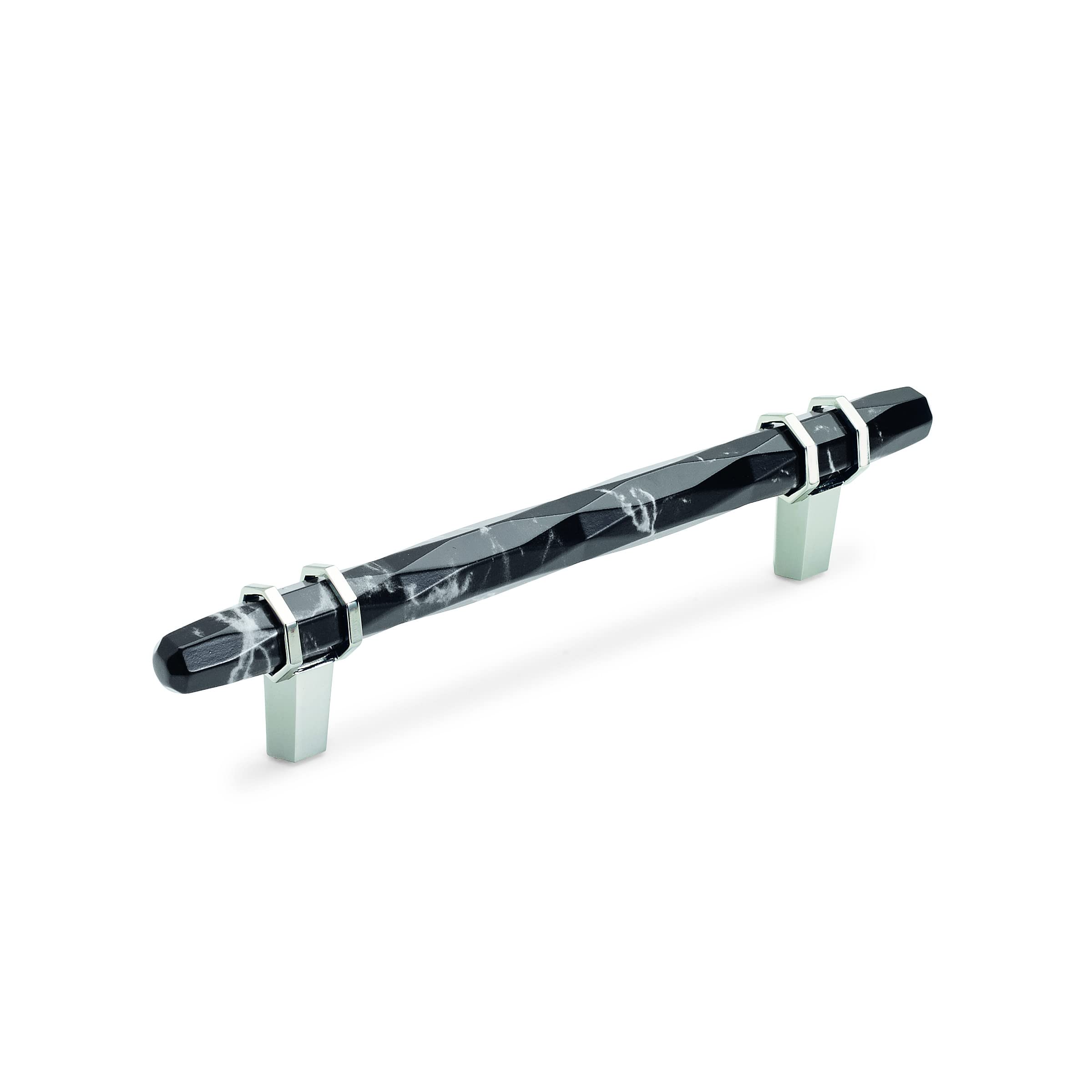 Amerock 5-1/16" Carrione Marble Black/Polished Nickel Drawer Pull