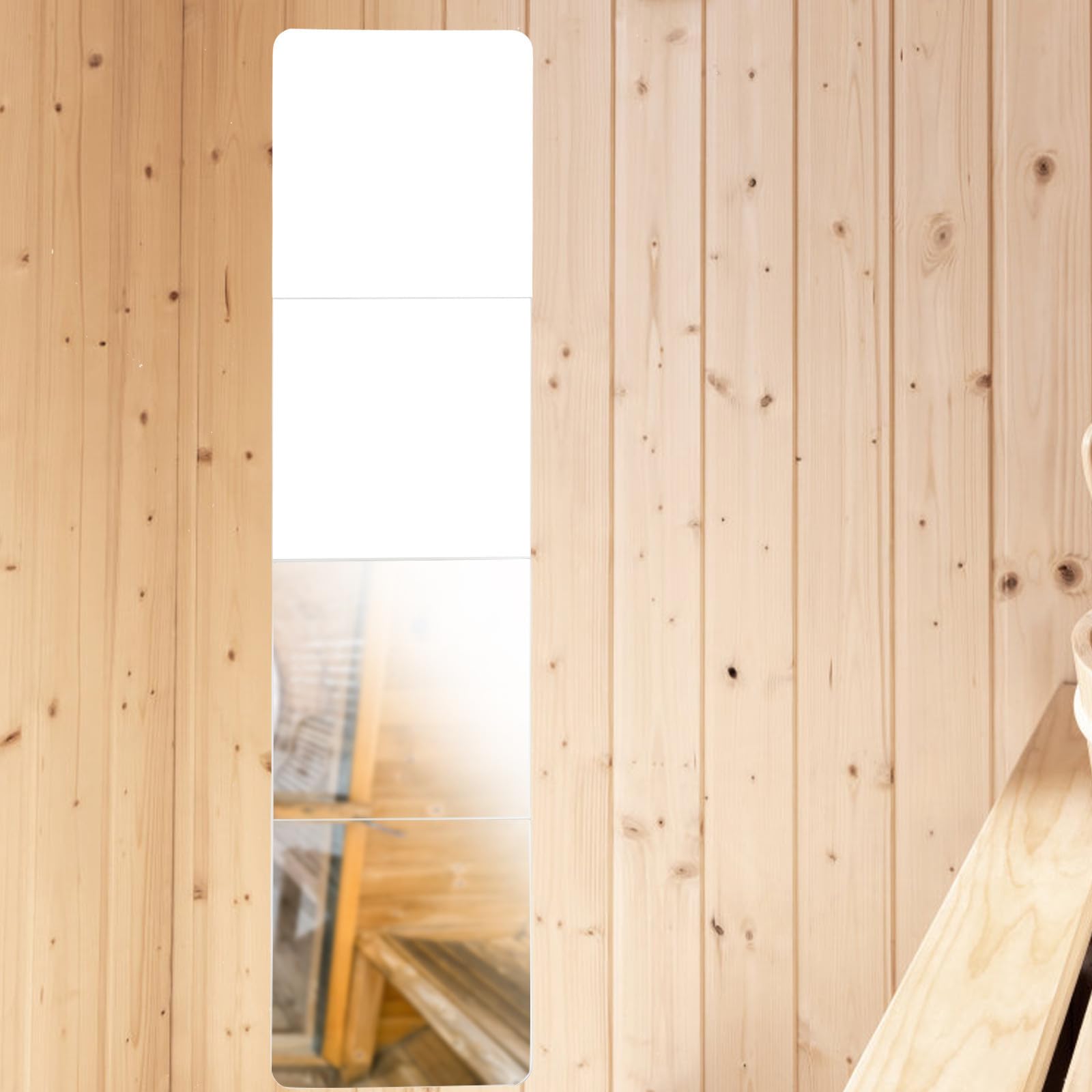 Beavorty Espejo de Pared Adhesivo para Vestirse, 26x26 Cm Vidrio