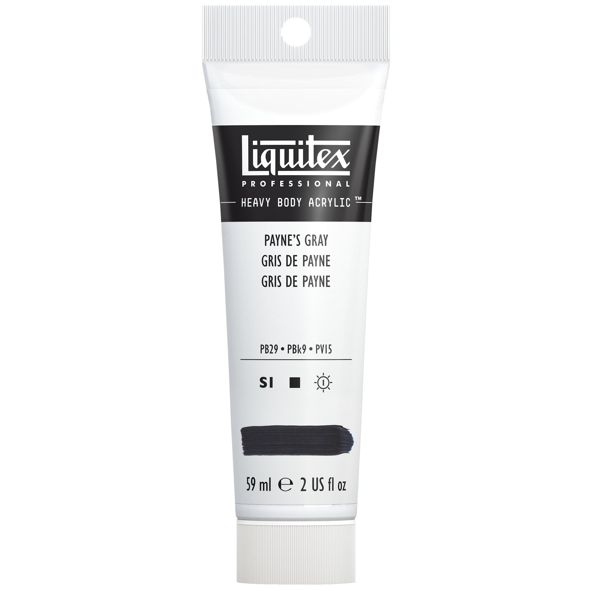 Liquitex 1045310 Professional Heavy Body Acrylfarbe in Künstlerqualität mit ausgezeichneter Lichtechtheit in buttriger Konsistenz, 59ml Tube - Paynes Grau
