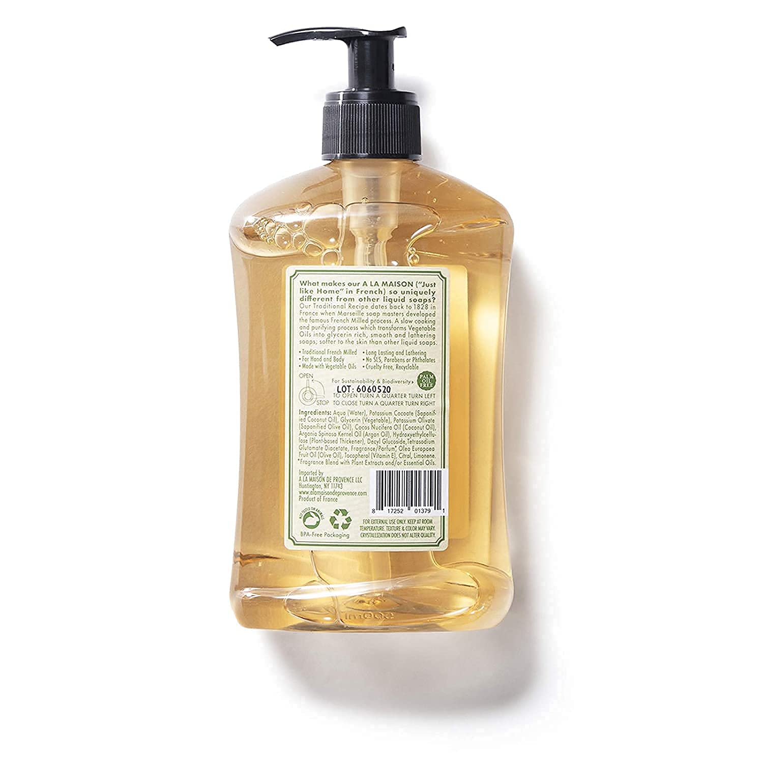 A LA MAISON Provence Lemon Liquid Hand Soap - Triple French Milled Natural Moisturizing Soap (16.9 oz Bottle)