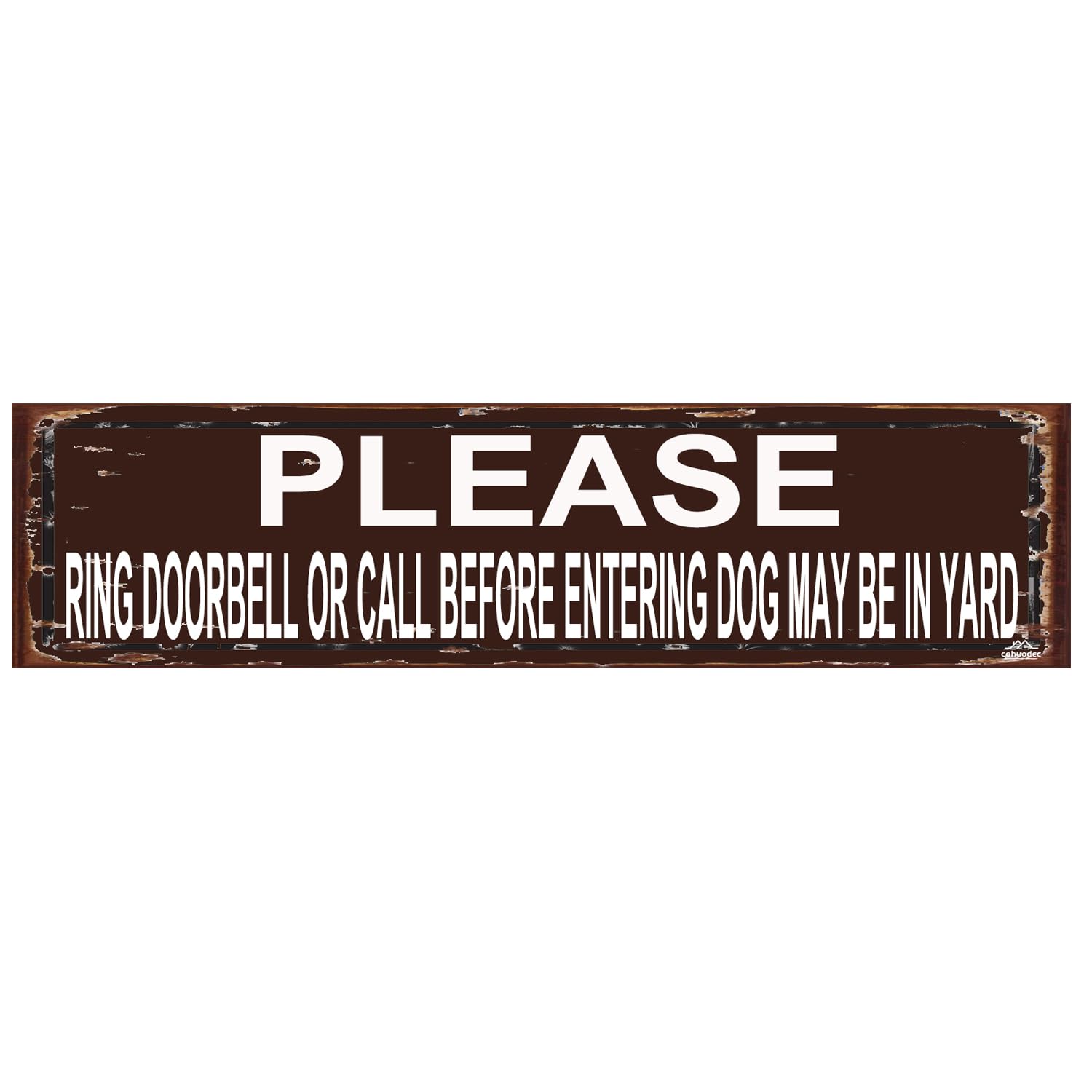 Please Ring Doorbell Or Call Before Entering – Dog May Be In Yard Safety Pet Warning Sign, Rustic Metal Sign for Fence Gate Porch, 16 x 4 Inch Wall Art Decoration