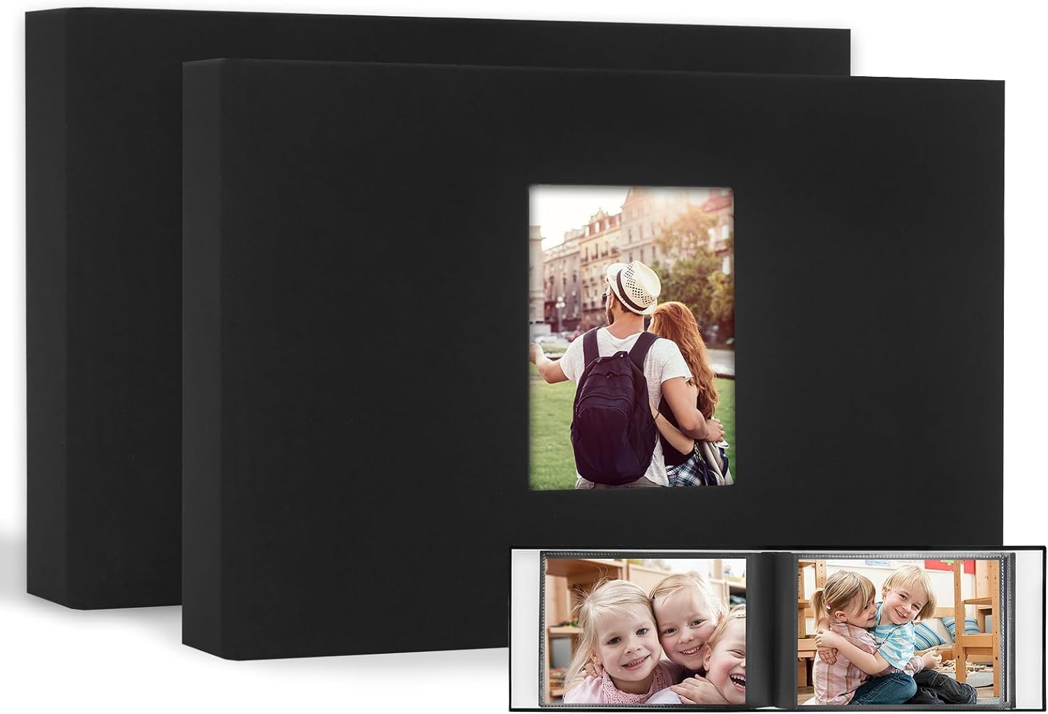 5x7 Photo Album, Photo Album 5x7 2 Pack Linen Cover Each Small Photo Album 36 Pages Hold 72 Horizontal Photos, 5x7 Photo Album Book for Artwork Postcard or Wedding Kids Family Baby Pictures (Black)