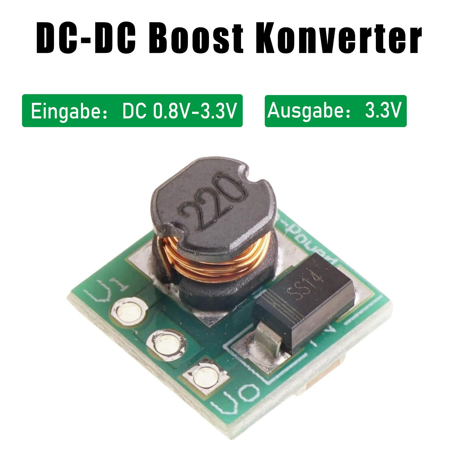 GERUI 12 Stück Mini Spannungswandler 0.8-3.V zu 3.3V Spannungswandler Leistungsmodul 0.9-5V zu 5V DC-DC Boost Leistungsmodul Spannungswandler Platine 1.5V 1.8V 2.5V 3V 3.3V 3.7V 4.2V zu 5V (5, Volt)