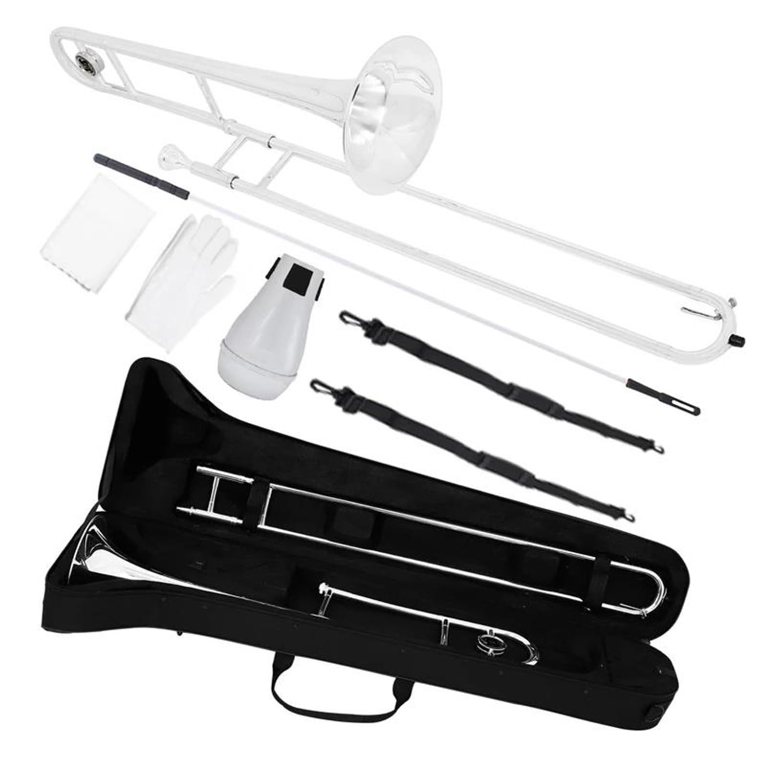Trombón Trombón De Varas Alto En Si Bemol Profesional Instrumento Chapado En Latón En Si Bemol Con Kit De Guantes(Trombone set)