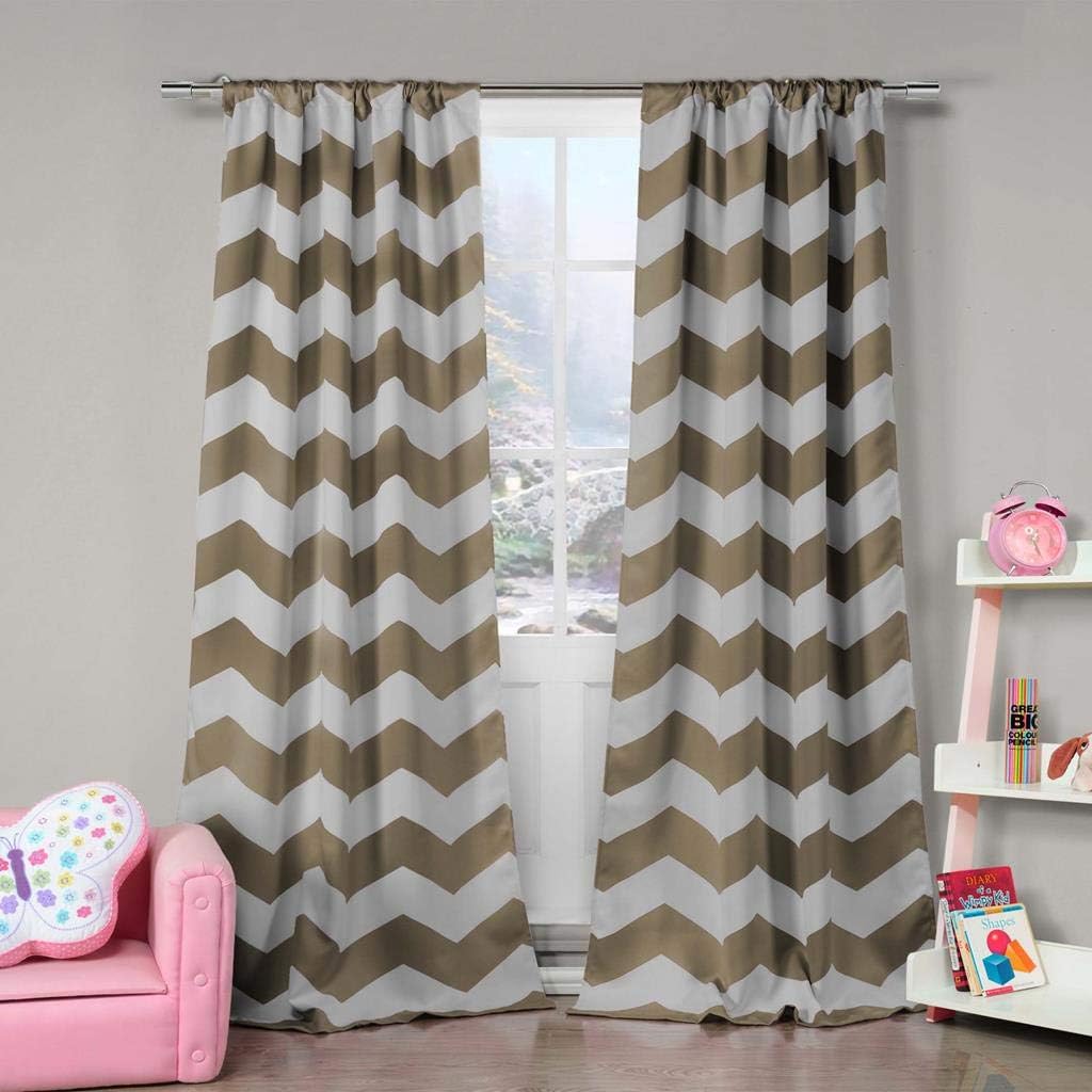 DUCK RIVER TEXTILE - Fifika Chevron Insulated Blackout Room Darkening Window Curtain Set of 2 Panels, 78 X 84 Inch - Yellow