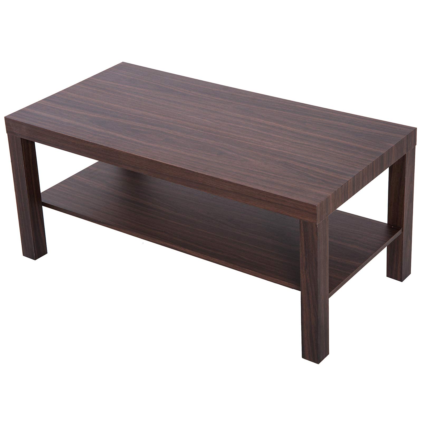 HOMCOM Mesa de Centro, Mesa de Café para Salón con Estante Abierto, Tablero Grueso, para Sala de Estar, Comedor, Oficina, 90x45x44,5 cm, Nogal