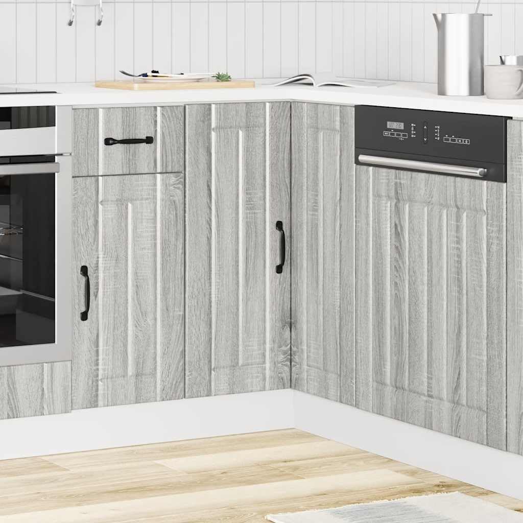 Lucca - Mobile angolare da cucina in legno Sonoma, 75,5 x 75,5 x 81,5 cm, con piedini regolabili, molto spazio per utensili da cucina, materiale robusto, adatto per dispensa