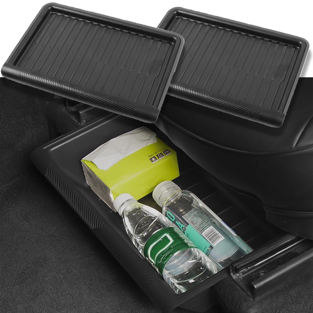 TESCOZY Under Seat Storage Box Organizer for Tesla Model Y, Upgraded ABS + TPE Double Layer Hidden Storage Box, Washable Underseat Storage Organizer fit Tesla Model Y Accessories 2021-2024