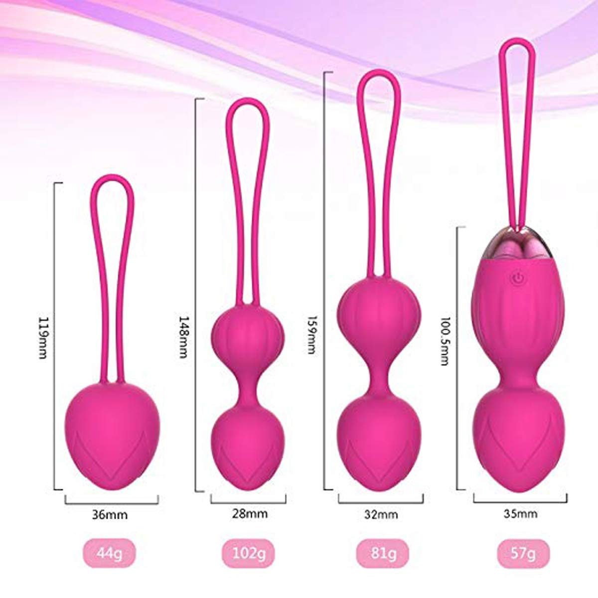 Boules de Geisha 2 en 1 Balles de poids et massage Kegel - Balles en silicone Kegel pour débutants et avancés pour les exercices sur le plancher pelvien et le serrage (rose)