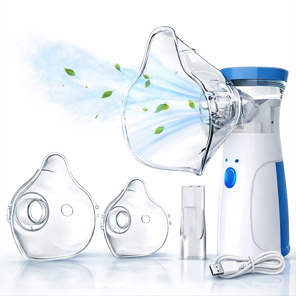 Portable Mesh Nebulizer, Effective for Cough, Asthma Silent and Compact Nebulizer Machine for Adult and Kids, Wireless Vaporizer Machine With Respiratory Mask