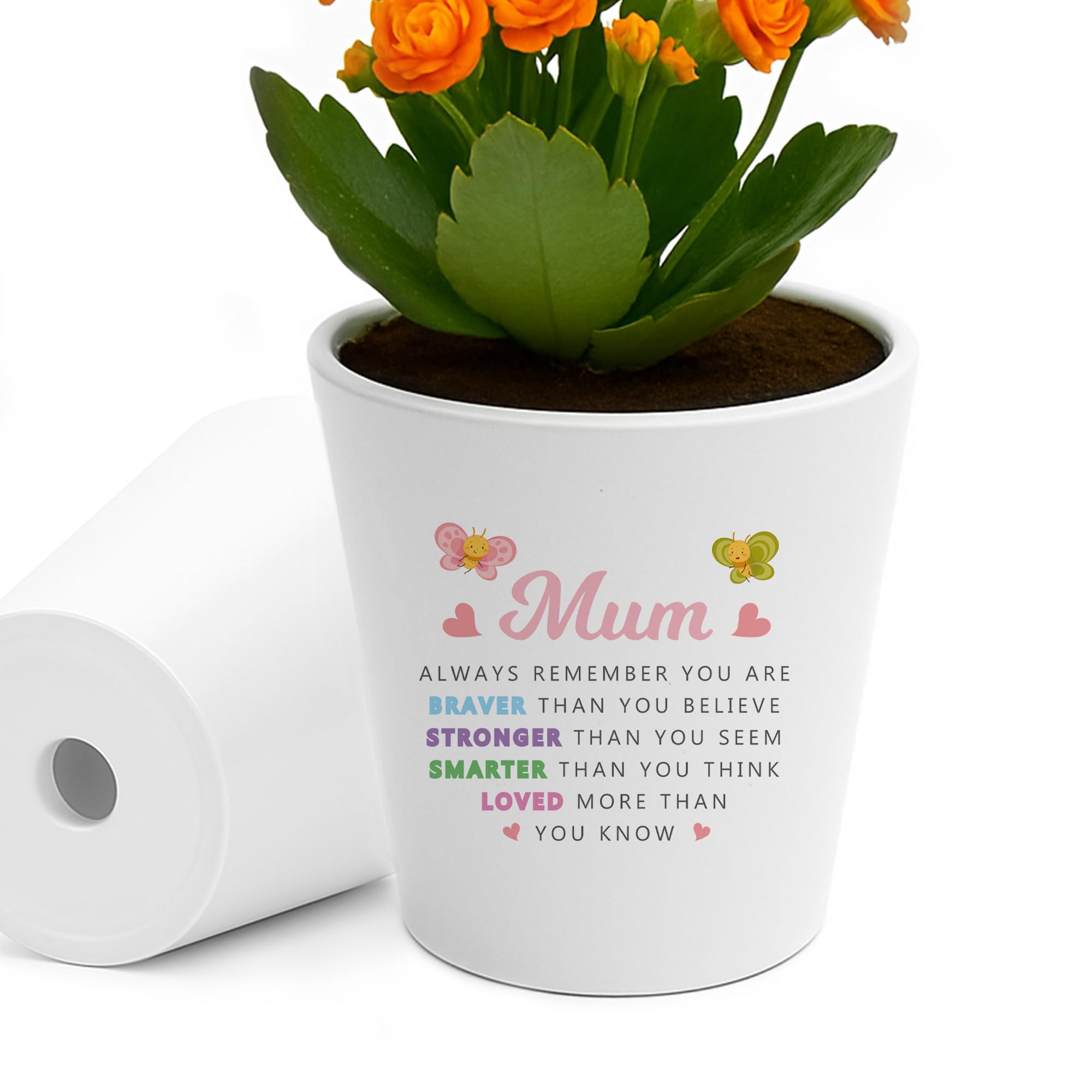 RED OCEAN Braver Stronger Smarter For Mum Plant Pot Christmas Birthday For Mum From Daughter Son Thank You Her Keepsake