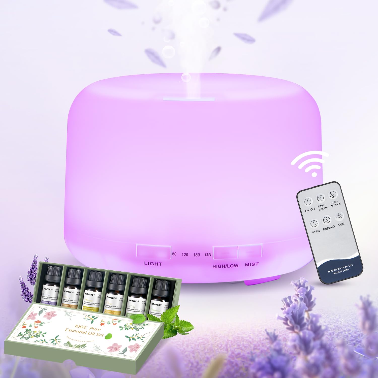 Amazon.com: Diffusers for Essential Oils Large Room 500ML+6 Oil Set ...