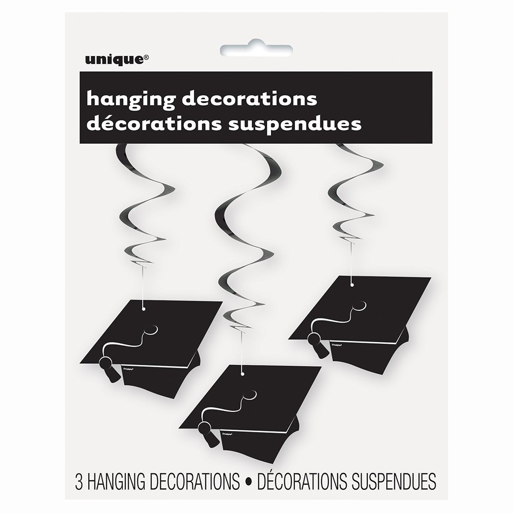 Unique Graduation Hanging Swirl Decorations Black 26" 91061
