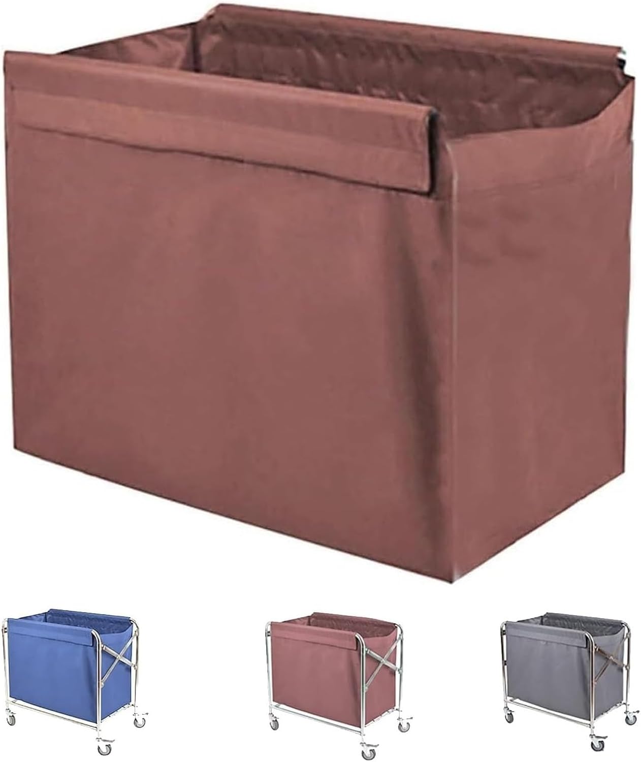 Laundry Cart Oxford Cloth Liner Bag, Large Capacity Commercial Laundry Basket Removable Replacement Bags, 350-400L Folding Basket Cart Trolley Replacement Bag(Brown,80x52x67cm)