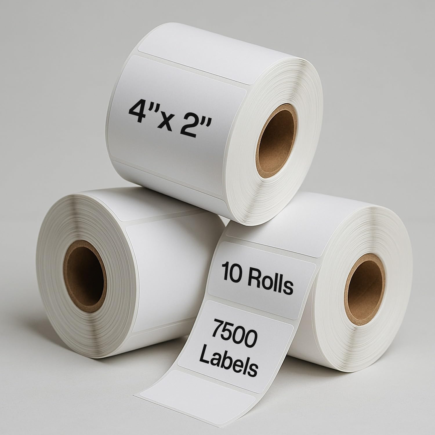 4" x 2" Direct Thermal Labels Roll, 10 Rolls (7,500 Labels), 1" Core Compatible with Zebra,Rollo, MUNBYN,POLONO & IDPRT Label Printer, Strong Adhesive Perforated for Packages,Barcodes & Office Use