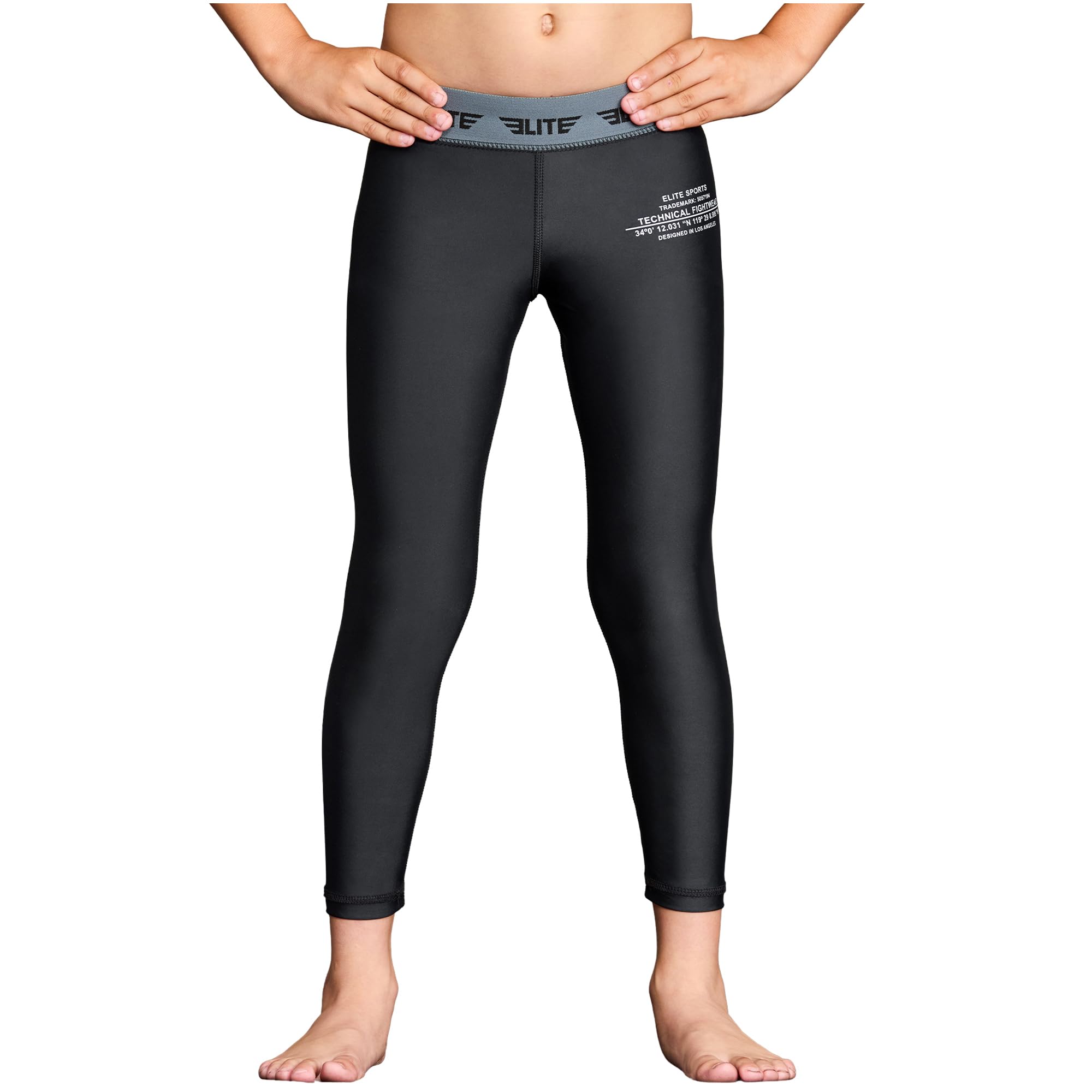 Elite Sports Youth Boys Kids Athletic Compression Pants Legging Spat Tight Base Layer BJJ Basketball Soccer Sports Training