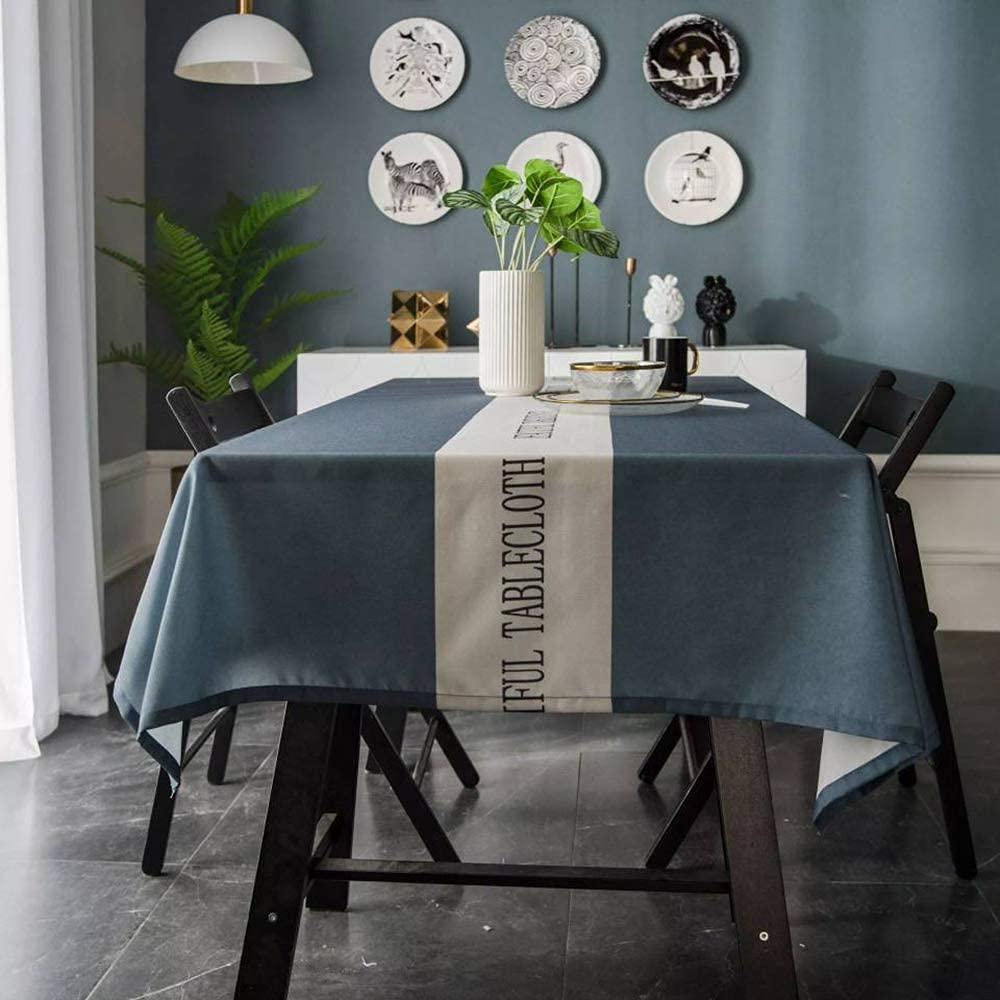 Nappe antitache imperméable polyester lin pour table de cuisine propre
