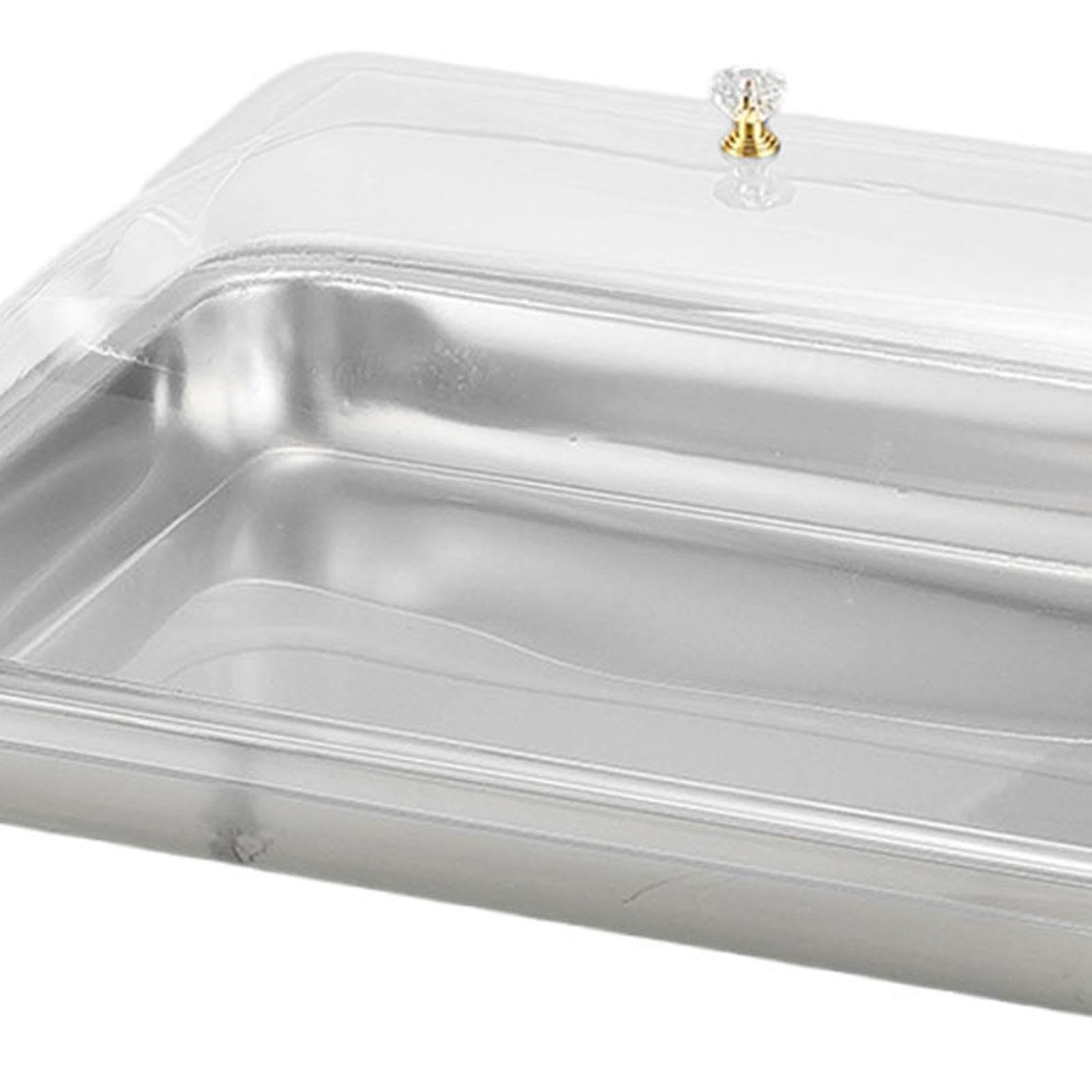Baoblaze Vassoio da portata in acciaio inossidabile con coperchio a cupola, vassoio da portata rettangolare antipolvere per alimenti, per sala da pranzo, 40x30x5 Cm