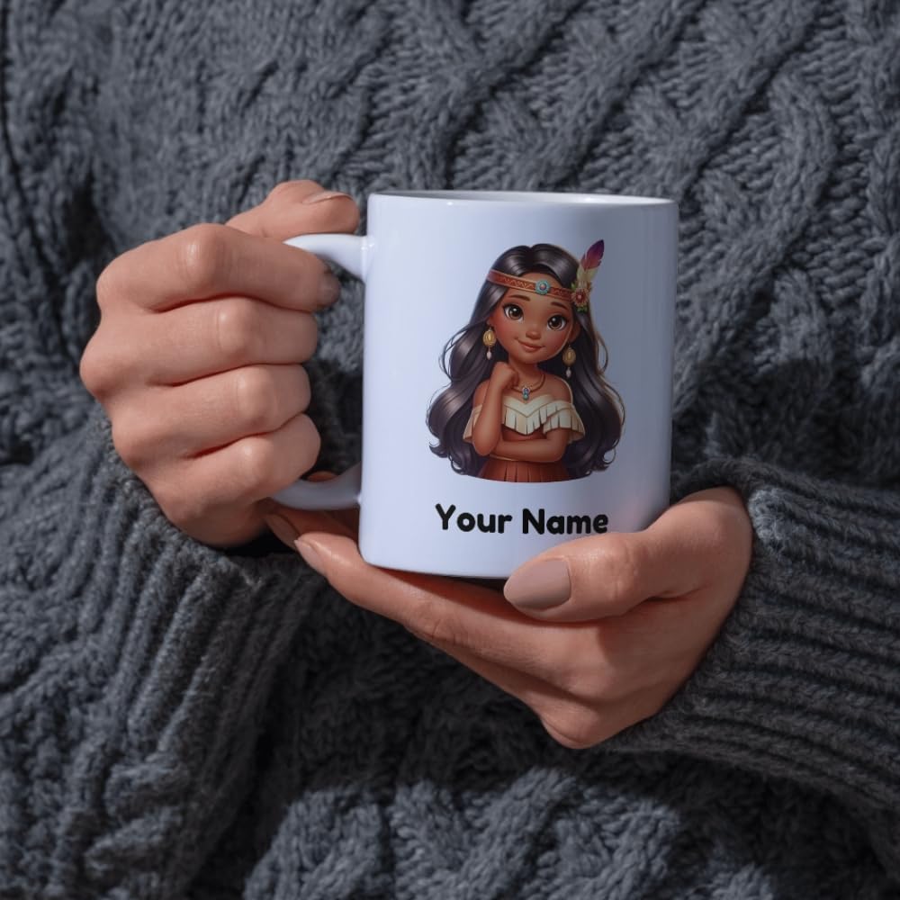 Half Engineer Moana Theme Personalised Name Printed Ceramic Mug for Kids, Sister, Birthday, Daughter's Day Rakhi 350ml Customised Gift (Small, Moana Theme 2) 1