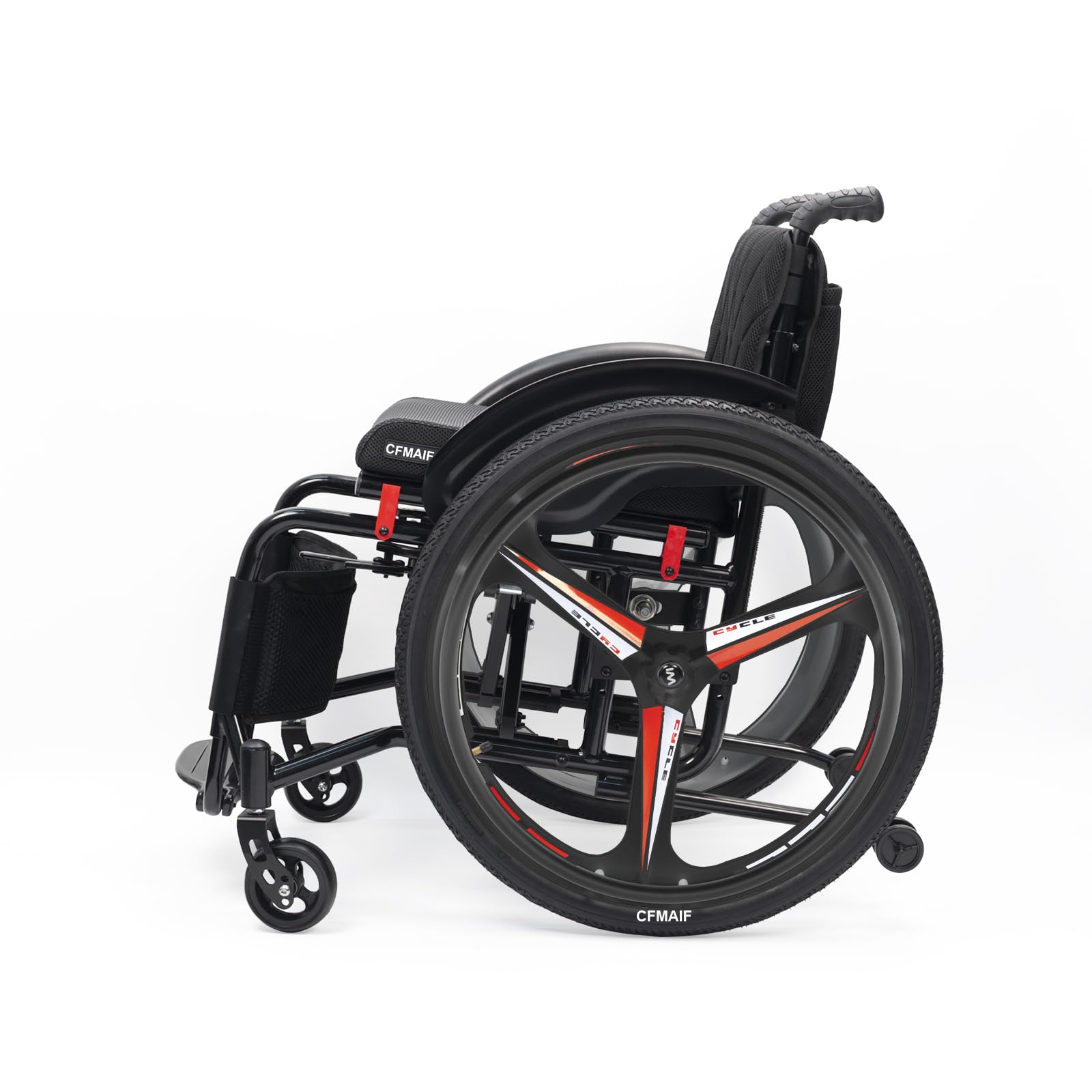 Lekki sportowy wózek inwalidzki dla dorosłych, przenośny, składany, aluminiowy wózek inwalidzki, samobieżny kompaktowy wózek (42 cm, 16,5 siedzenia, codzienny)