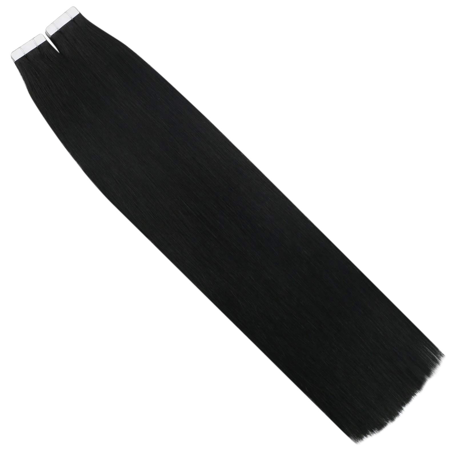 Ugeat Przedłużanie Włosów Taśma, Włosy Ludzkie, Czarny, 50 cm 20 sztuk 50g, Przedłużanie Włosów Tape in, Głęboka Czerń, Remy Naturalne Proste