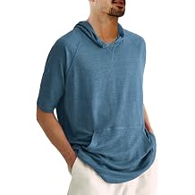 Men's Short Sleeve Hoodies Gym Cotton Hooded T Shirt Lightweight Athletic Pullover Sweatshirts with Pocket