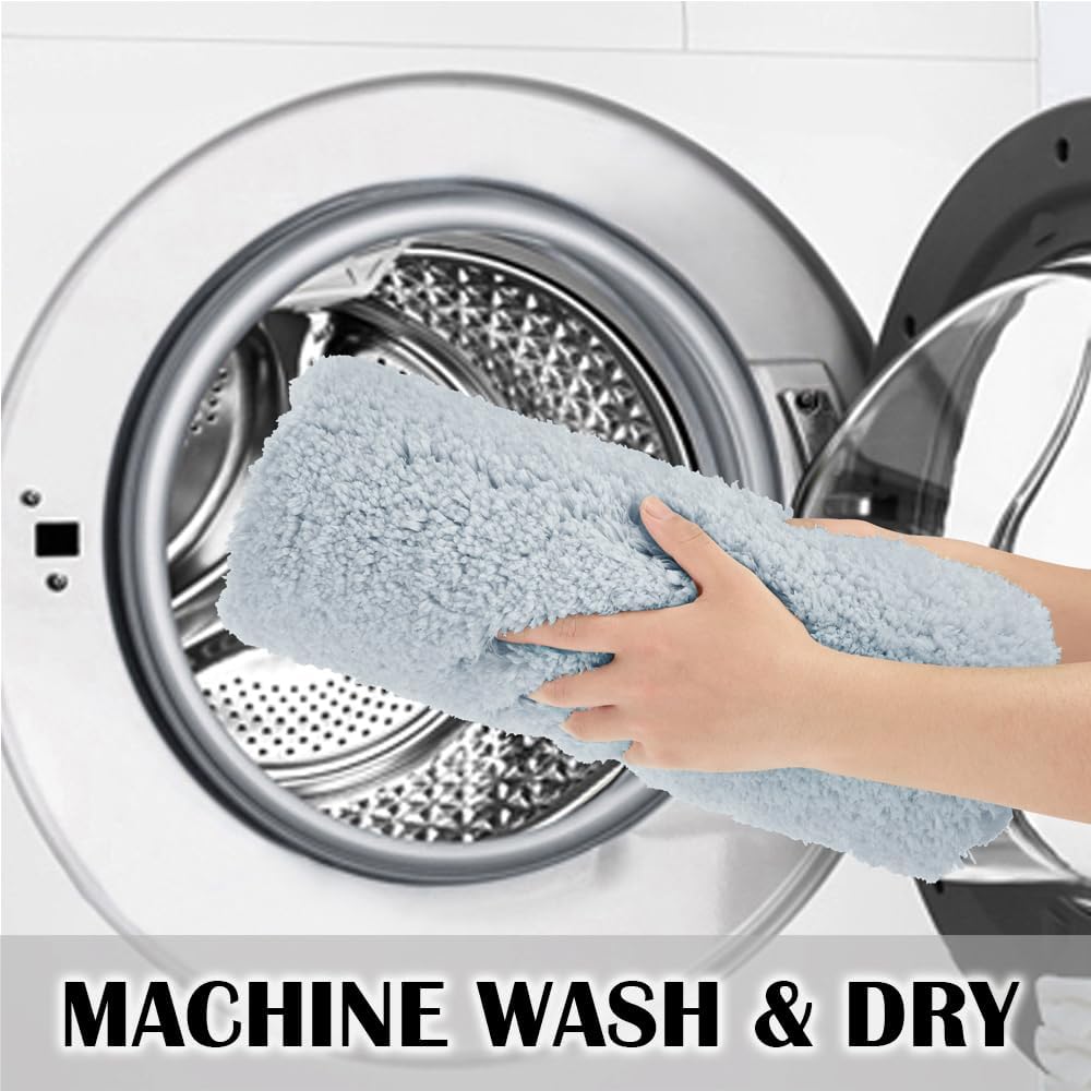 Suchtale Non Slip Bath Mat, 16 x 24, Light Blue - Soft Microfiber Shaggy Mat, Machine Washable, Thick Plush for Shower - Image 6