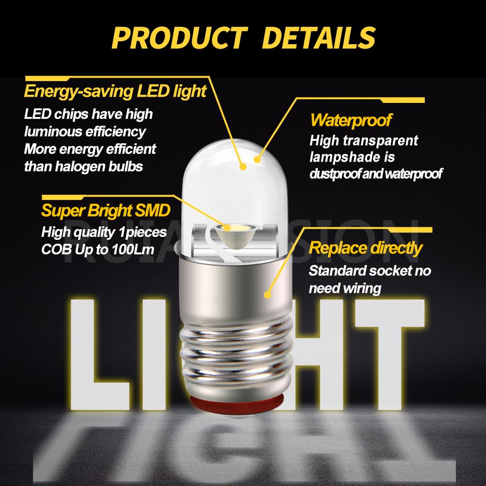 Ruiandsion Bombilla LED E5 Blanca Cálida 5 V
