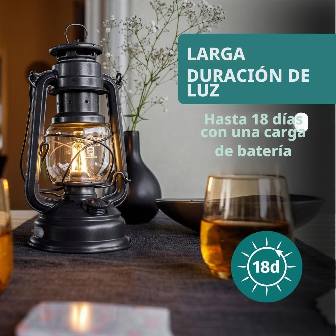 Feuerhand Baby Special 276 - Farol LED (ideal para salón, balcón o terraza, luz blanca cálida, 18 días de funcionamiento con batería, fabricado en Alemania), color rojo