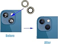 Vista 4 de Juego de 2 fundas de repuesto para lente de cámara trasera para iPhone 13/iPhone 13 Mini, antiarañazos y resistente al agua, fundas de lente