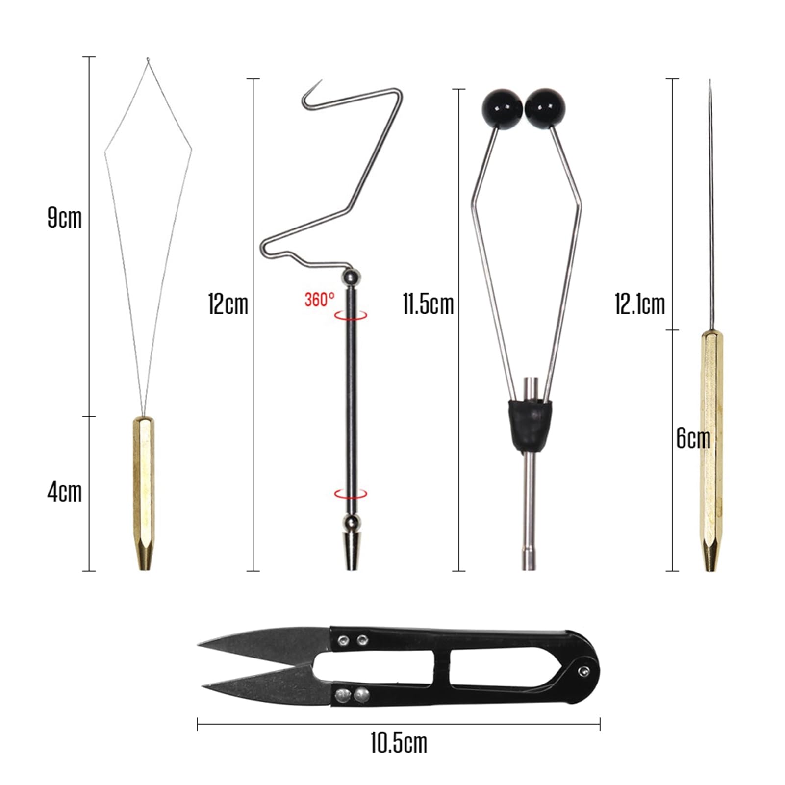 Dioche Kit d'attache de Mouche, Outil Pratique d'attache de Mouche Outils de Pêche à la Mouche Attachant à la Mouche Support de Fil de Canette pour Outil de Fabrication de Leurre