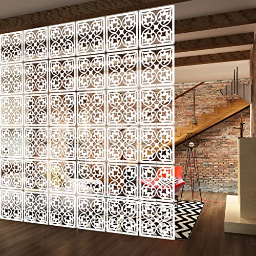 PKEPJ Hanging Room Divider Panels,10 Pieces Wood-Plastic Screen Panels Wall Divider Partition Home Office Decoration (White07) - Image 2