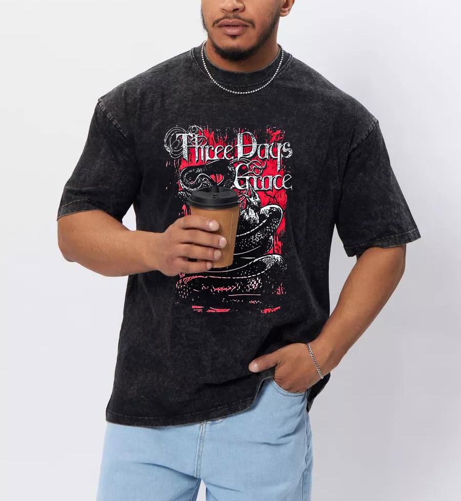 Men Three Music Days Grace Shirt Retro Oversized Crewneck T-Shirt Drop Shoulder Loose Tee Music Fans Shirts Women3