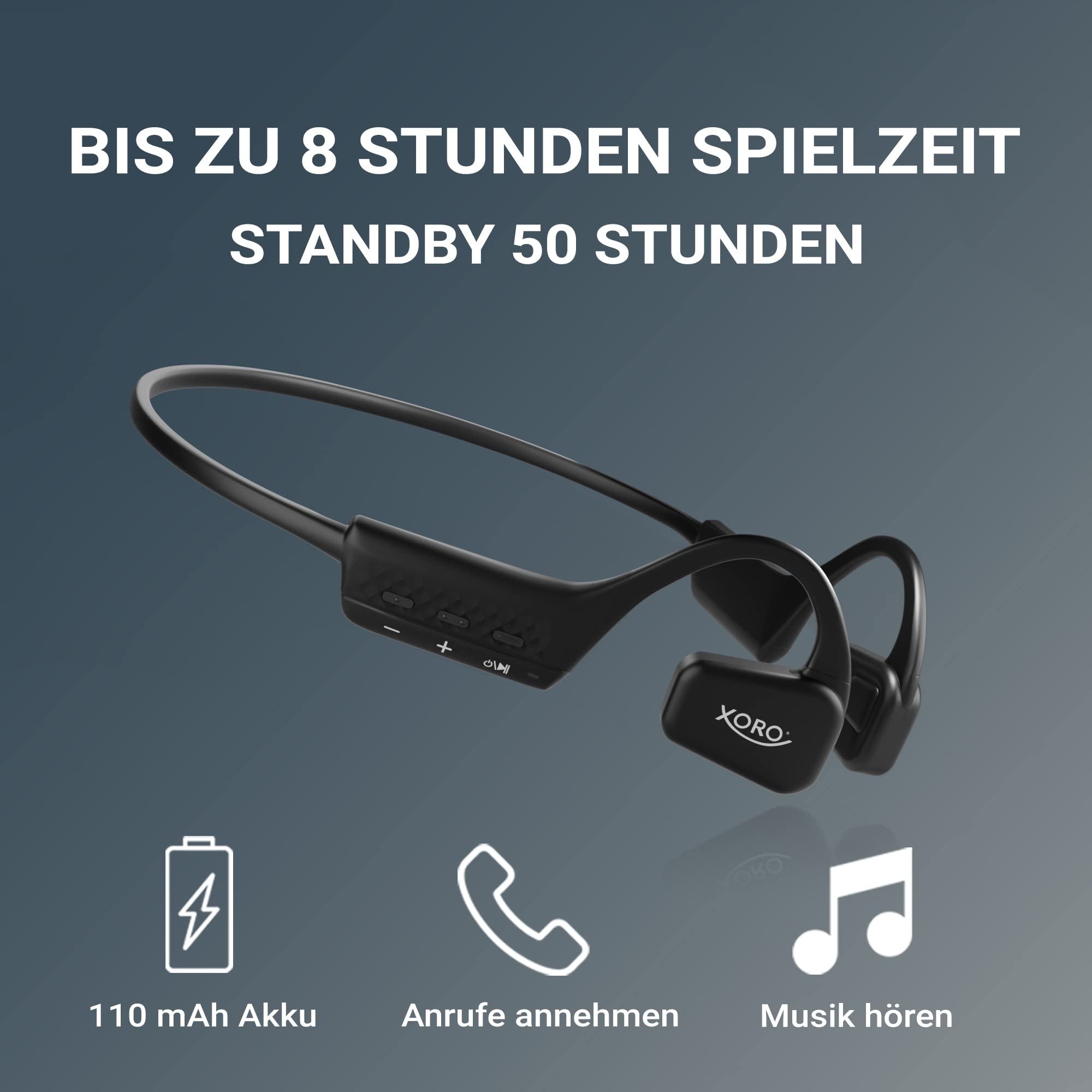 Xoro KHB 35 Écouteurs Intra-Auriculaires révolutionnaires Ouverts avec Batterie pour 8 Heures d'écoute de Musique, Mains Libres, Bluetooth, idéal pour Les activités de Plein air, Les éclaboussures et