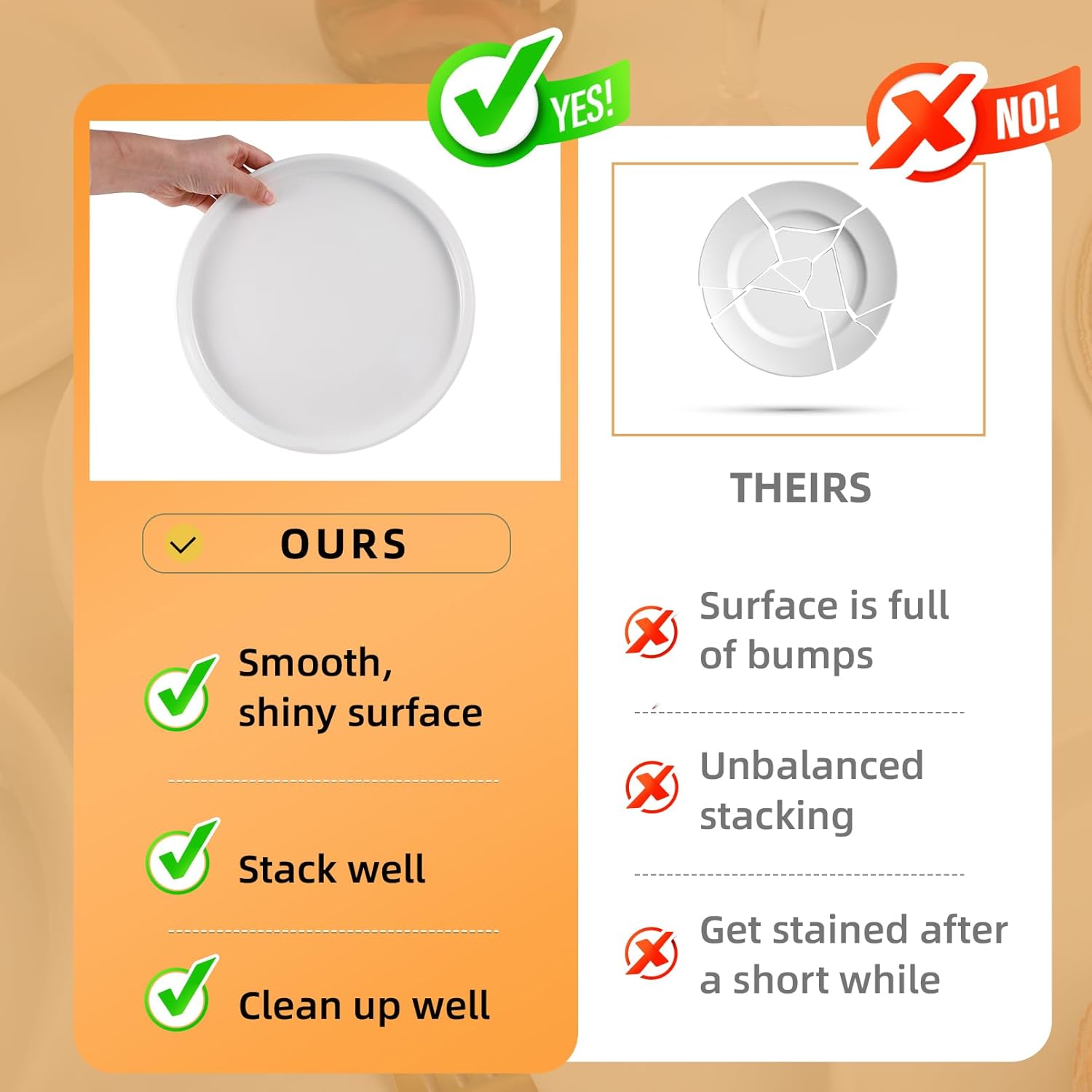 White Dinner Plates Set of 6, 8 Inch Porcelain Dessert Plates, Ceramic Appetizer Plate, White Round Salad Plate, Microwave & Dishwasher Safe, Scratch Resistant - Image 3