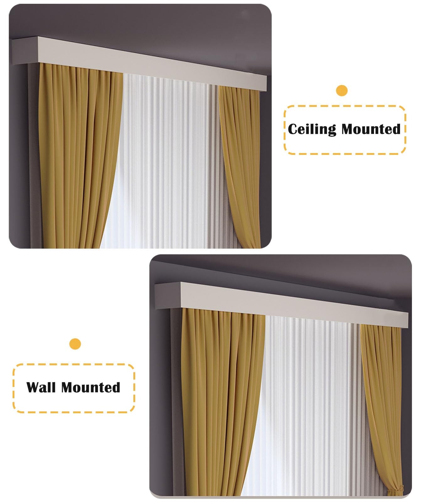 Rail à Rideaux Double pour Salon et Chambre, Rail et Support réglables pour Baie vitrée, Fixation au Plafond de 1,5 à 2,4 m, qualité supérieure pour Une Installation Facile.